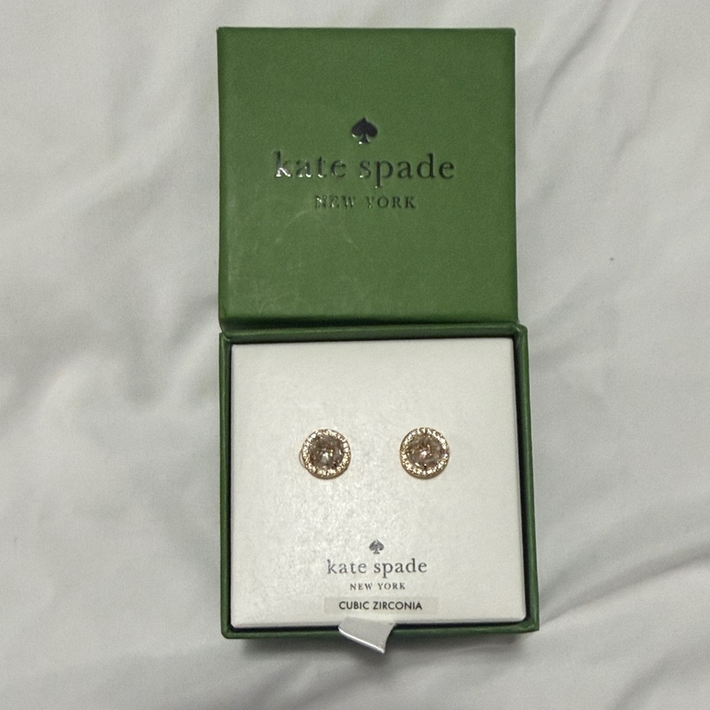 Kate Spade Gold and Crystal Round Earrings - Picture 2 of 2